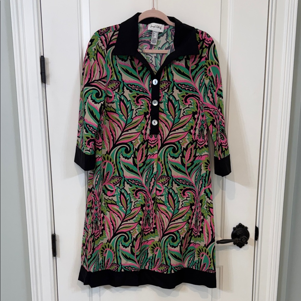 Joseph Ribkoff Colorful Leaf Print Tunic Dress